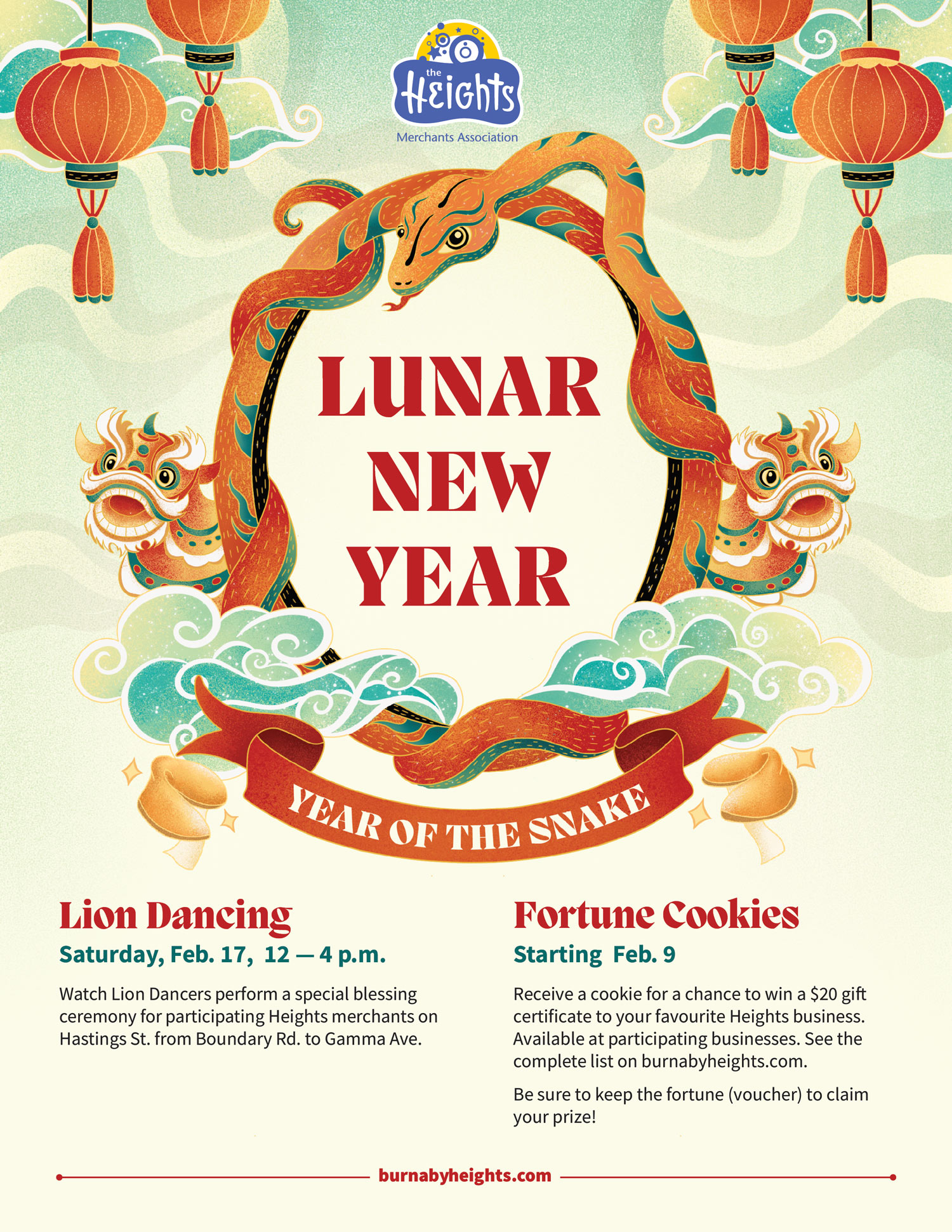 New Year poster for Lunar New Year, Year of th Snakes.